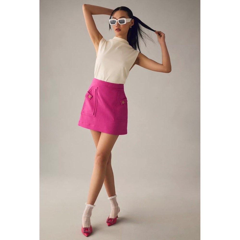 Maeve Anthropologie Magenta Pink Pocket Mini Skirt Medium